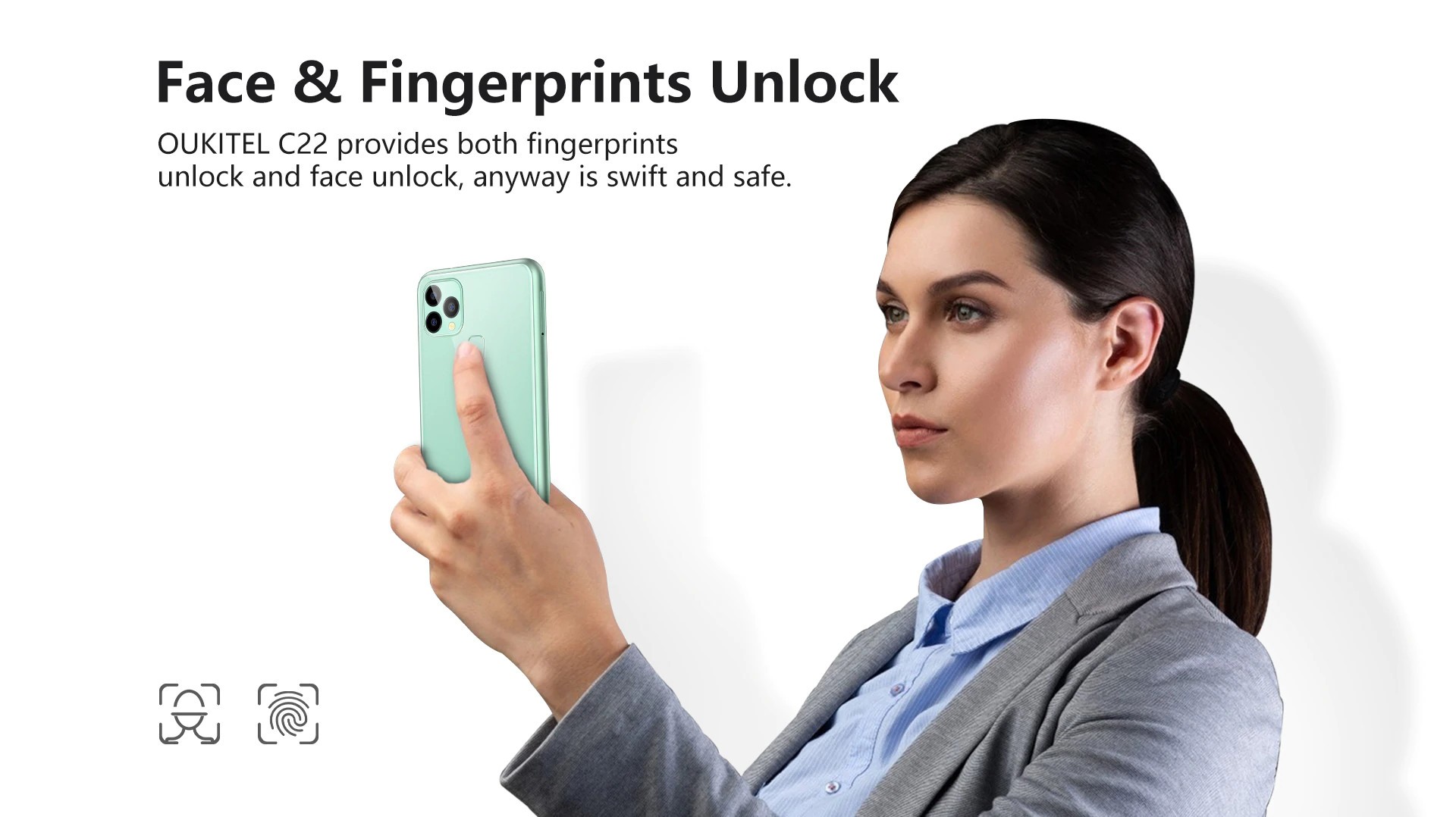 Oukitel C22 - Face ID и Fingerprint ID