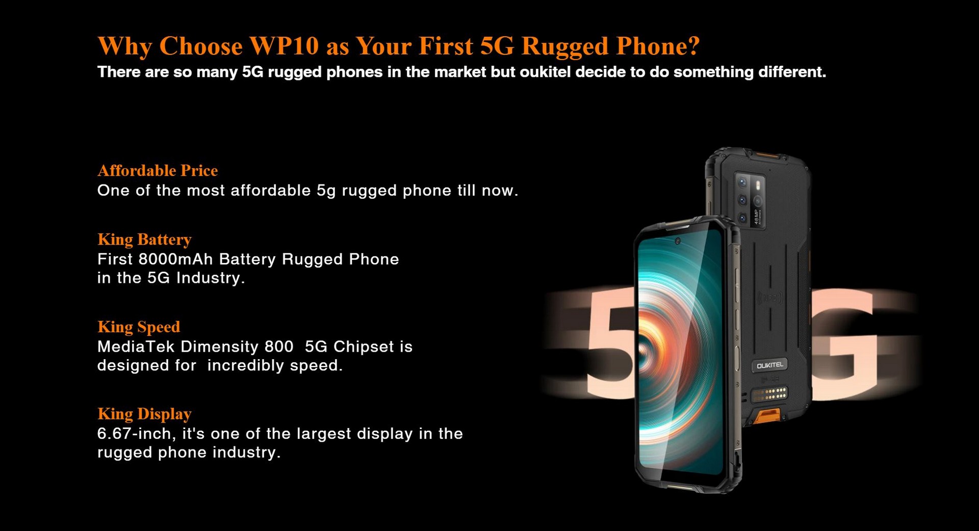 Oukitel WP10 5G - преимущества смартфона