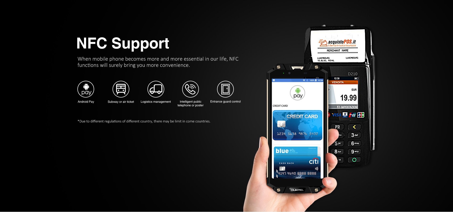 Система NFC на смартфоне Oukitel WP2